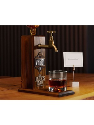 Kişiye Özel Kabartmalı Doğal Ahşap Içki Standı, Home Bar, Viski Çeşmesi, Içecek Düzenleyici