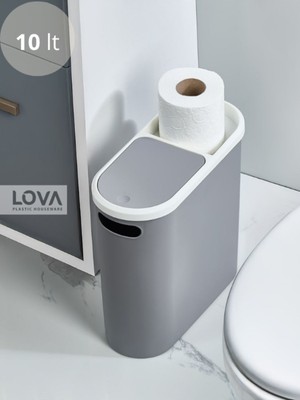 Tr 10 Lt Kups Banyo,ofis,mutfak Çöp Kovası (Gri) Gri Lova Plastik 30 x 30 Banyo 10 L Plastik Lova P