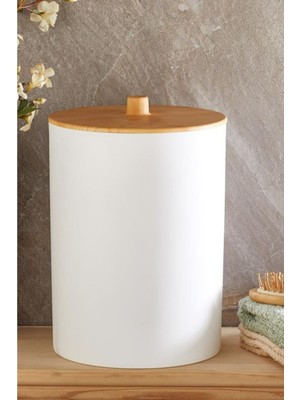 6 L Bambu Desenli Mutfak Banyo Çöp Kovası Tr Plastik Banyo Beyaz Çetin Plastik 10 x 20