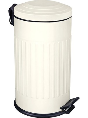 Vintage Çöp Kovası Çizgili Krem 16 Lt