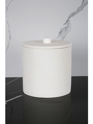 Mermer Desenli Beton Çöp Kovası Banyo Mutfak Tuvalet Wc 18 cm 4 Litre