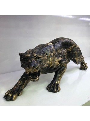 Büyük Siyah Kaplan Biblo 48X20CM, Şık ve Zarif Dekor Parçası