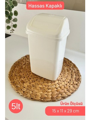 Hassas Kapaklı Tezgah Üstü Çöp Kovası Mutfak Banyo Ofis Için Çöp Kovası Beyaz