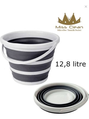 Pratik Katlanabilir Akordiyon Kovası 12,8 Lt Katlanır Silikon Su Kovası Banyo Temizlik Kovası