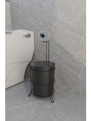 Lüks Banyo Mutfak Çöp Kovası & Metal Standlı Tuvalet Kağıtlık Seti - Şık ve Dayanıklı