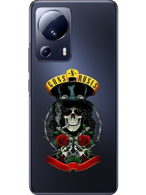Dali Design Xiaomi Mi 13 Lite Uyumlu Şeffaf Kılıf Guns N' Roses Tasarımlı