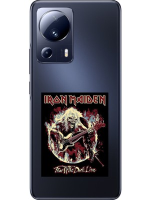 Dali Design Xiaomi Mi 13 Lite Uyumlu Şeffaf Kılıf Iron Maiden Tasarımlı