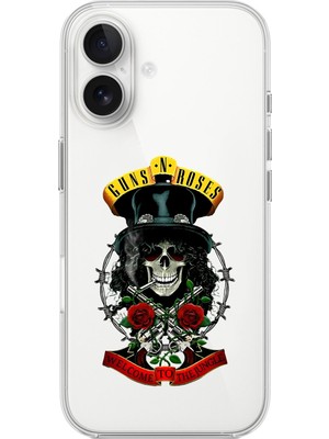 Dali Design iPhone 16 Plus Uyumlu Şeffaf Kılıf Guns N' Roses Tasarımlı
