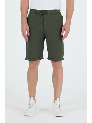 Erkek Slim Fit Keten Chino Şort