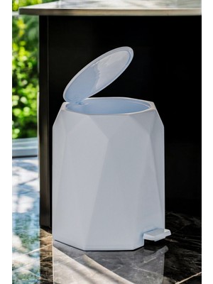 4 Lt Pedallı Çöp Kovası Antresit, Beyaz, Bej