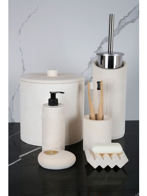 8 Parça Banyo Seti Sıvı Katı Sabunluk Diş Fırçalık Çöp Kovası Mumluk Tuvalet Fırçası