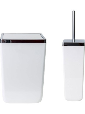 Toskana Banyo Çöp Kovası Tuvalet Fırçası Beyaz 2'li