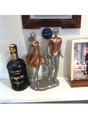 Gümüş Renkli Çocuklu Aile Biblo Dekoratif Süs Parçaları