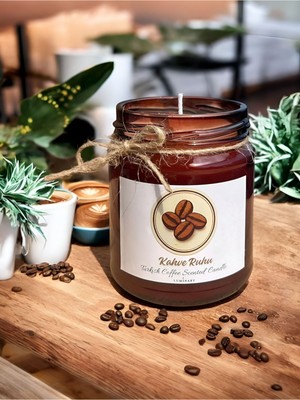 Kahve Kokulu Amber Kavanoz Mum – Sıcak ve Hoş Atmosfer Yaratır