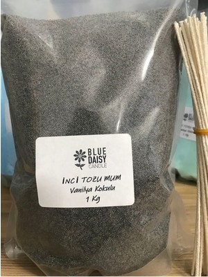 Vanilya Aromalı 1 kg Inci Tozu Mum, 25 Adet, 20 cm Fitil ile