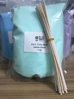 25 Adet Mint Yeşili Inci Tozu Mum, Vanilya Aromalı, 20 cm Fitil ile