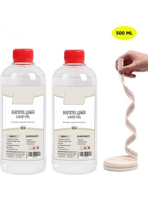 Iki Adet 250 ml Şeffaf Iç Mekan Gaz Lambası Yağı ve Fitil Seti