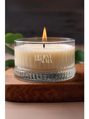 Sandal Ağacı Kokulu Soya Mum, Kristal Kase, Aromaterapi, Dekoratif, 200 cc