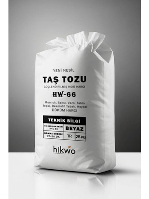 Hobi Taşı Tozu 25 Kg, Saksı Döküm Harcı, Heykel Alçısı, Hızlı Donanım