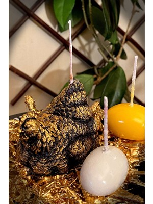 Ateşe Dayanıklı Altın Saman Tabanlı 4'lü Kokulu Mum Seti, Şık ve Doğal Dekorasyon