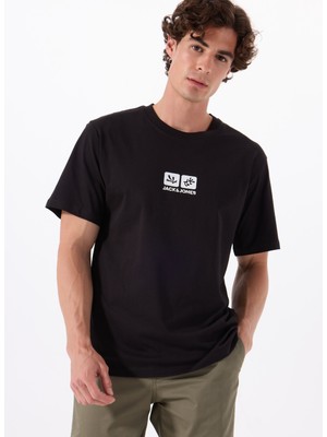 Jack & Jones Bisiklet Yaka Siyah Erkek T-Shirt 12288516_JORMINDFUL Tee Ss Crew Nec