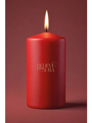 Gül Kokulu Silindir Mum, Doğal Soya, Kırmızı, Dekoratif, 600 gr