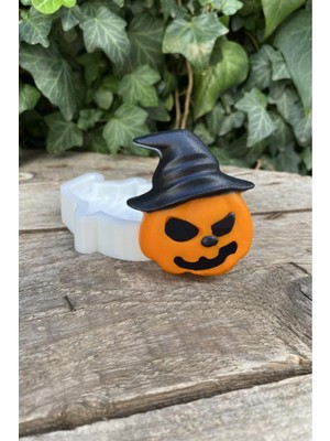 Balkabağı Şapkalı Silikon Mum Kalıbı, Beyaz, 1 Adet