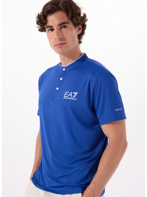 Ea7 Bisiklet Yaka Mavi Erkek T-Shirt Multı-Sport Serafıno