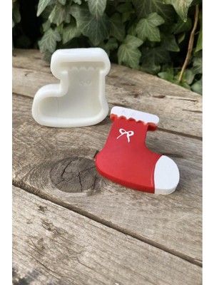 Beyaz Dilek Çorabı Mum Kalıbı, Silikon, 1 Adet