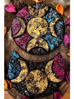 Ikili Astroloji Ritüel Mumu, Çikolata Kokulu, Soya Wax, Çap 10 cm