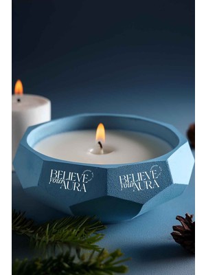 El Yapımı Mavi Soya Mum, Aromaterapi, Sandal Ağacı Kokusu, 450 cc