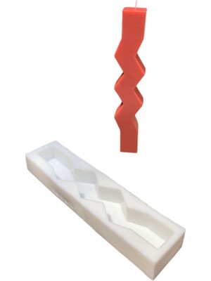 Uzun Zigzag Silikon Mum Kalıbı, Beyaz, 1 Adet, Şık ve Kullanışlı Tasarım