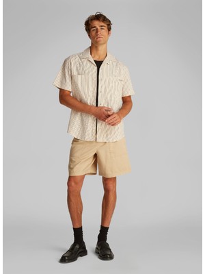 Calvin Klein Jeans Bej Erkek Gömlek J30J327330CKS Cotton Poplın S/s