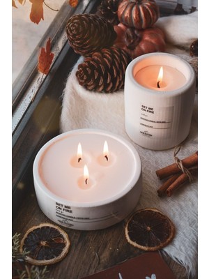 Beyaz 2'li Beton Saksı ve Okyanus Kokulu Soya Mum Seti