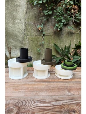 Beyaz Şamdan Altlık Üçlü Set, Silikon Kalıplar ile Şık Dekorasyon Sağlayın