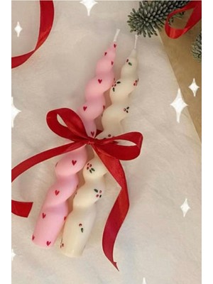 2 Adet Renkli Desenli Burgu Mum, Şık ve Renkli Dekoratif Mumlar