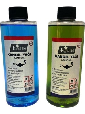 Yeşil Kandil Yağı 250 Ml, Kokusuz ve Dumansız Iç Mekan Gaz Lambası Yakıtı, 2'li Set