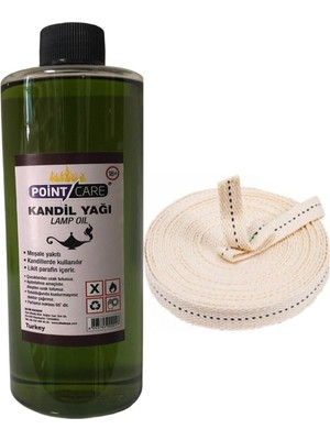 Yeşil Kandil Yağı 400 ml + 1 Metre Fitil, Kokusuz ve Dumansız Iç Mekan Gaz Lambası