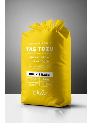 Renkli Taş Tozu ve Beton Harcı, Sarı, 5 Kg, Yaratıcı Dekorasyon Malzemesi