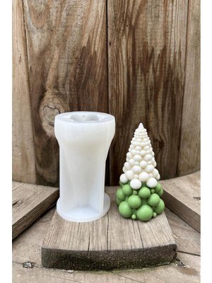 Beyaz Silikon Çam Ağacı Mum Kalıbı, 1 Adet, Dekoratif ve Kullanışlı.