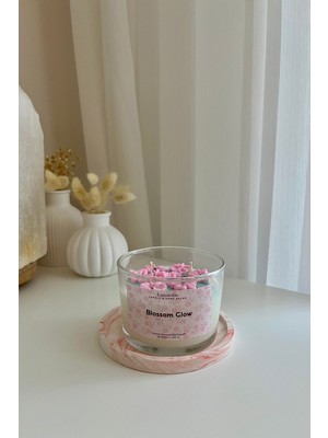 El Yapımı Kiraz Çiçeği Kokulu Çok Renkli Doğal Vegan Soya Wax Mum