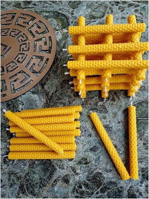 Doğal Petek Balmumu Mum, Beyaz, 14CM, 8 Adet, Sıcak Atmosfer Yaratır