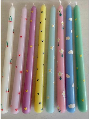 8 Adet Renkli Desenli Mum Seti, Sıcak Atmosferler Için Harika Seçenek