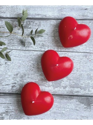 3'lü Büyük Kırmızı Kalp Yüzen Mum Seti, Romantik ve Şık Dekorasyon Için Mükemmel
