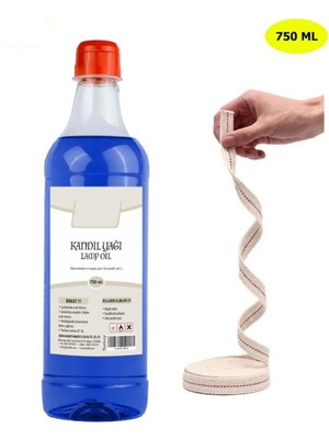 Mavi Kandil Yağı Iç Mekan 750ML + 50CM Fitil, Hoş ve Sakinleştirici Atmosfer Sağlar