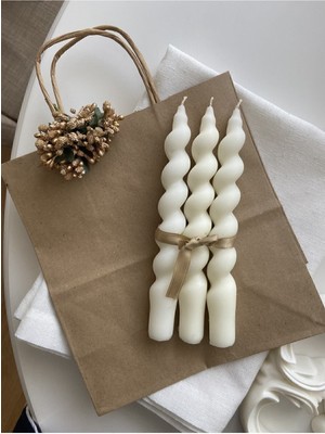 Beyaz Burgu Soya Mumu Seti, 3 Adet Şamdan Mumuyla Şık Atmosferler Yaratın