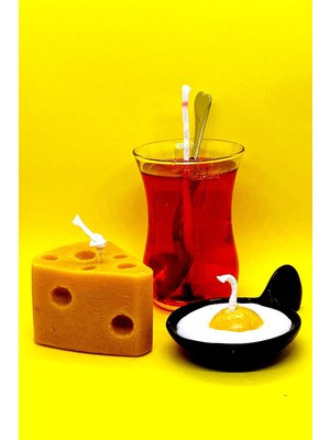 Renkli Dekoratif Set: Kahvaltı Sunumu, Çay ve Mum Şık Hediyelik