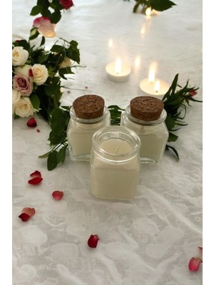3’lü Kokulu Dekoratif Cam Şişe Mum Seti, Beyaz, Şık ve Zarif Tasarım