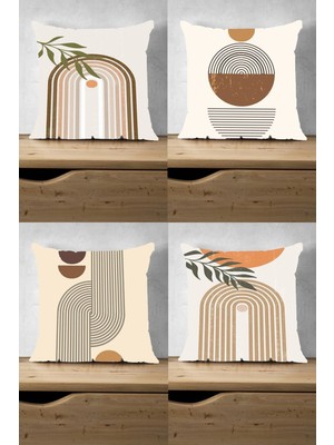 Renkli Omega Desenli 4'lü Kırlent Kılıfı, Şık ve Modern Dekorasyon Için Ideal