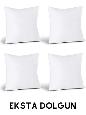 4'lü Dolgun Kare Iç Yastık, 45X45 Cm, 550 Gr, Antialerjik Elyaf, Rahat Koltuk Yastığı